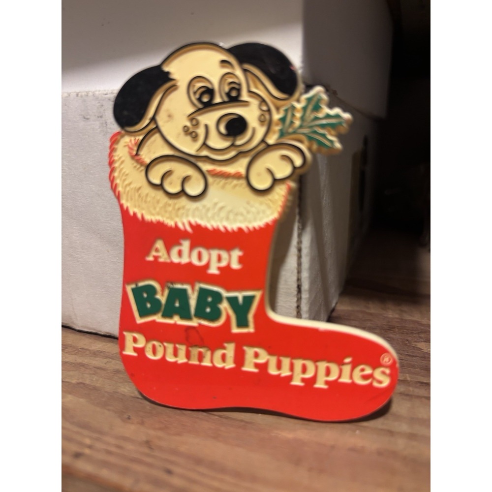 "Adopt Baby" Pound Puppies 1980s Christmas Stocking Pin – Stoffel Seals Vintage
